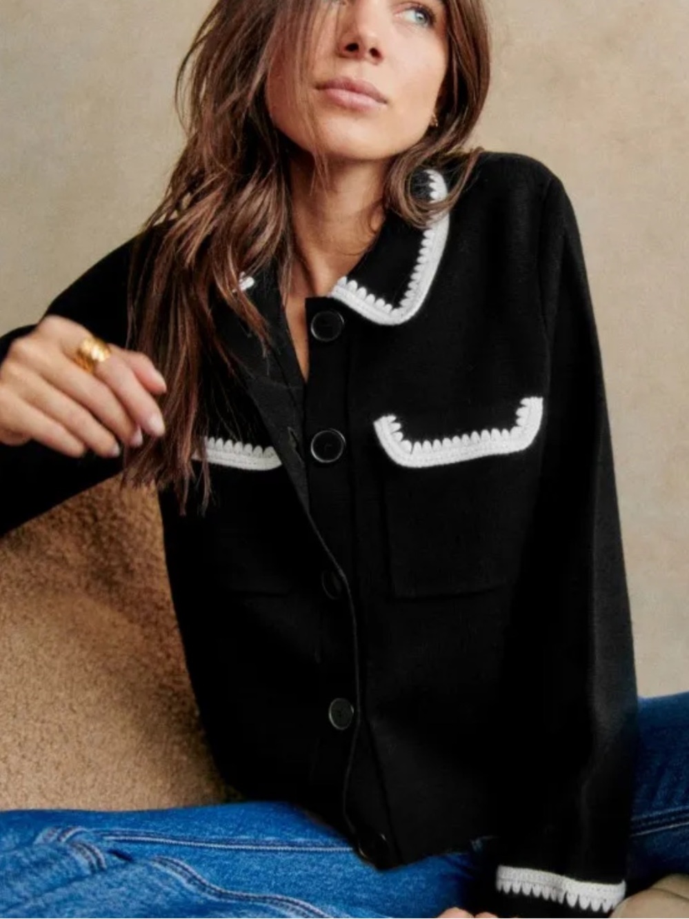 Sezane Betty Merino Wool Cardigan